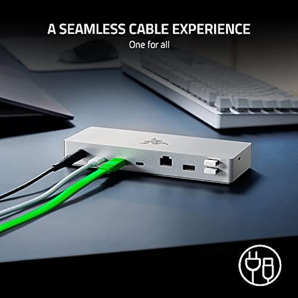 Razer Thunderbolt 4 Dock Chroma - Premium Hub med RGB-belysning för Windows och Mac (10 portar i en, utgång till två 4K-skärmar eller en 8K-skärm) Vit